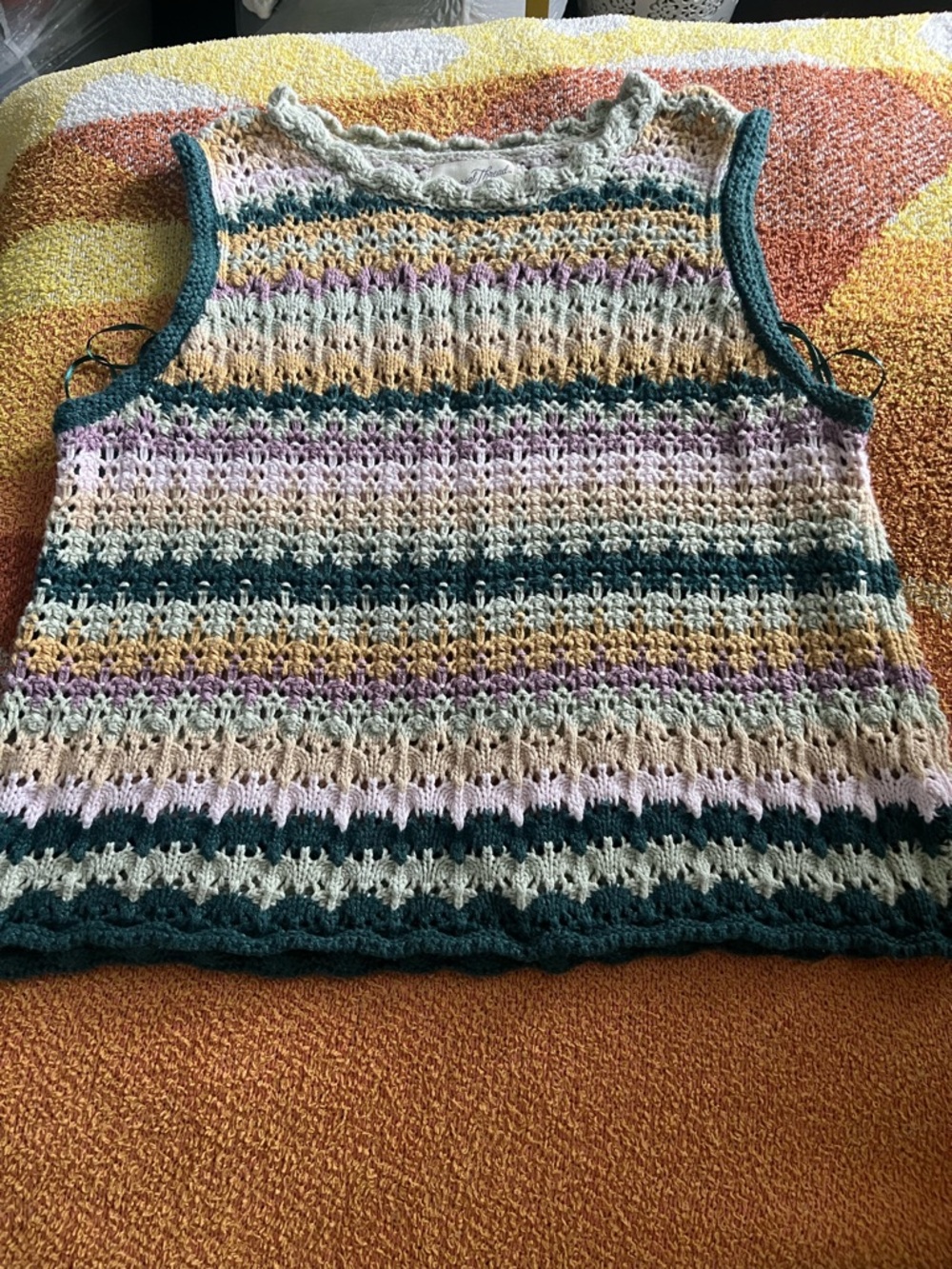 Universal Thread Pastel Multistripe Crochet Tank Top